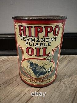 Hippo Oil Can Vintage Rare Quart