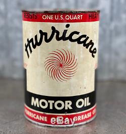 Hurricane Motor Oil Can Quart Shreveport Louisiana Vintage Lead Seam RARE