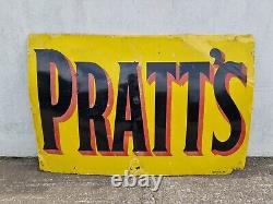 Large Pratts Single Sided Enamel Sign Motor Spirit Petrol Oil Automobilia Rare