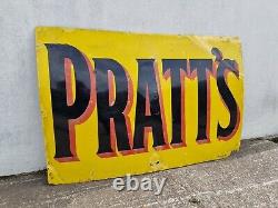 Large Pratts Single Sided Enamel Sign Motor Spirit Petrol Oil Automobilia Rare
