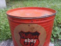 Large Rare Vintage Phillips 66 Lubricants Philgun 25 lb can with lid, full