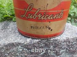 Large Rare Vintage Phillips 66 Lubricants Philgun 25 lb can with lid, full