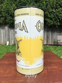 Large Vintage Olympia Beer Metal Garbage Trash Can Horseshoe Its the Water Rare