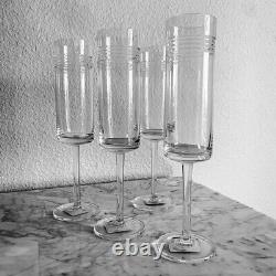 Lenox TIN CAN ALLEY Crystal Champagne Flutes WITH TAGS Cut Bands SUPER RARE