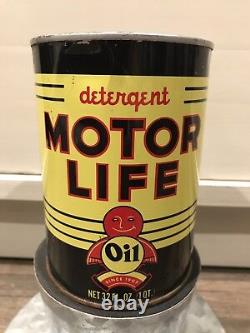 Motor Life Oil One QT Metal Can Full Gear Life Famous Lubricants Chicago Rare