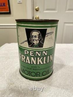 Motor Oil Can Penn Franklin Pennant Oil & Grease Company RARE