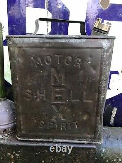 Old Two Gallon Motor Shell Mex Spirit Petrol Can Advertising BP Esso Rare Pratts
