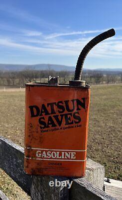 Old Vintage Rare Original Empty Datsun Saves Gas Gasoline Metal One 1 Gallon Can