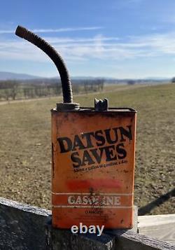 Old Vintage Rare Original Empty Datsun Saves Gas Gasoline Metal One 1 Gallon Can