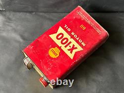 Old Vintage Rare Shell X-100 Motor Oil Can Advertisiing Sign Empty Tin Container