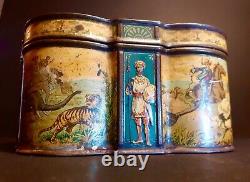 Old and rare 1892 tin can lithographed by the Huntley & Palmers Biscuit Company