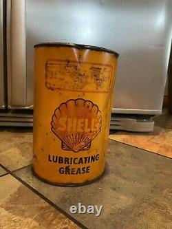 Old shell oil can grease tin vintage advertising rare