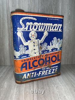 Original 1934 Snowman Anti Freeze 2 Gallon Can Gas Station Sign Car Ford RARE