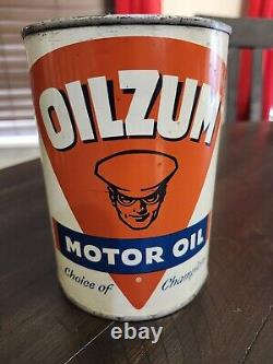 Original 1950's OILZUM Motor Oil Can RARE Metal 1 Quart Can