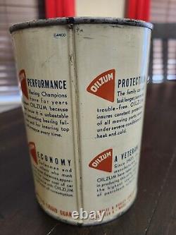 Original 1950's OILZUM Motor Oil Can RARE Metal 1 Quart Can