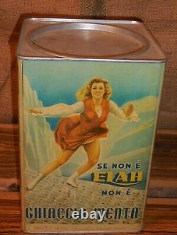 Original Mid Century Italian aluminum can tin, Candy Eiah, RARE