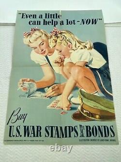 Original VTG WW2 EVEN A LITTLE CAN HELP A LOT NOW POSTER Rare