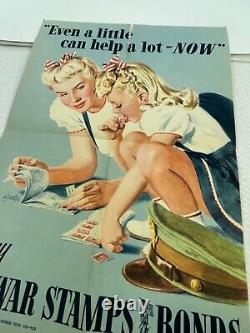 Original VTG WW2 EVEN A LITTLE CAN HELP A LOT NOW POSTER Rare