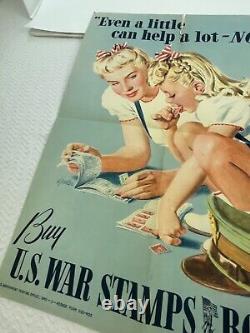 Original VTG WW2 EVEN A LITTLE CAN HELP A LOT NOW POSTER Rare