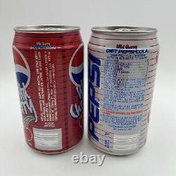 Pair Of Vintage PEPSI WILD CHERRY Diet Empty Unopened Cans With Stripes RARE