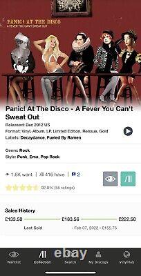 Panic At The Disco! A Fever You Can't Sweat Out GOLD VINYL RARE