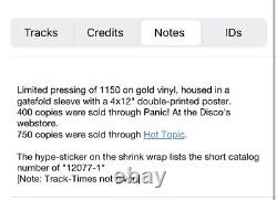 Panic At The Disco! A Fever You Can't Sweat Out GOLD VINYL RARE