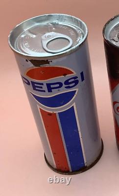 Pepsi Cola Empty Can Metallic Red Blue Unopened Showa Retro Vtg 1970s JPN Rare