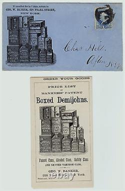 RARE 1875 Advertising Cover Envelope & Brochure Boxed Demijohn Tin Can NY Banker