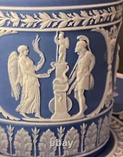 RARE 18th CENTURY WEDGWOOD JASPERWARE COFFEE CAN & SAUCER c. 1790
