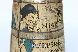 RARE 1910 Antique Advertising SHARP'S SUPER-KREEM TOFFEE Candy Tin Box Litho Can