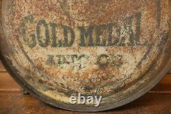 RARE 1920s Kunz Oil Co GOLD MEDAL Auto Oil Motor Oil 5 Gallon Rocker Oil Can