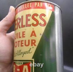 RARE 1930's VINTAGE B/A PEERLESS MOTOR OIL IMPERIAL QUART CAN