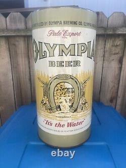 RARE! 1933 Olympia Beer Can Garbage 19x9 Can Metal Sign Gas Oil Booze