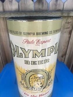 RARE! 1933 Olympia Beer Can Garbage 19x9 Can Metal Sign Gas Oil Booze