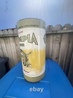 RARE! 1933 Olympia Beer Can Garbage 19x9 Can Metal Sign Gas Oil Booze