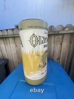 RARE! 1933 Olympia Beer Can Garbage 19x9 Can Metal Sign Gas Oil Booze