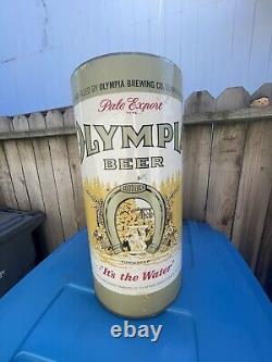 RARE! 1933 Olympia Beer Can Garbage 19x9 Can Metal Sign Gas Oil Booze