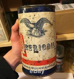 RARE 1940's VINTAGE AMERICOIL MOTOR OIL IMPERIAL QUART CAN MONTREAL, QUE