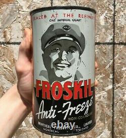 RARE 1940's VINTAGE FROSKIL ANTI-FREEZE IMPERIAL QUART CAN