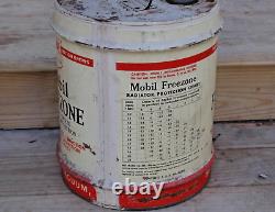 RARE 1940s era SOCONY VACUUM MOBIL FREEZONE ANTI FREEZE Old 5 gal. Metal Oil Can