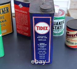 RARE 1940s era TIDEX MOTOR OIL Old Tidewater Veedol Canadian Imperial gallon Can