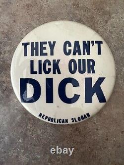 RARE 1960 They Can't Lick Our Dick Richard Nixon 3.5 Inch Pinback Button