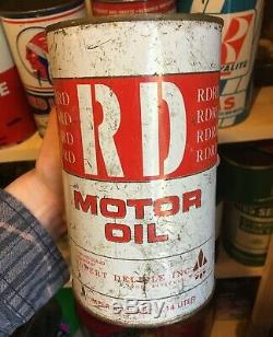 RARE 1960's VINTAGE RD MOTOR OIL IMPERIAL QUART CAN (ROBERT DELISLE QUEBEC)