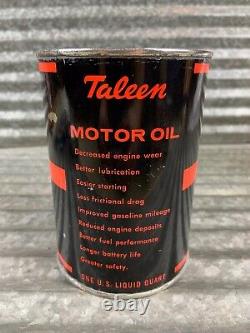 RARE 1960s TALEEN Motor Oil Can 1 qt. Gas & Oil