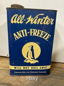 RARE All-Winter Anti-Freeze 1 Gallon Metal Can Penguin Graphic Columbus Ohio