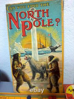 RARE! Antique Can you find the NORTH POLE board game, amazing graphics on lid