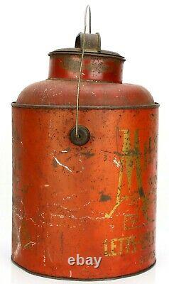 RARE Antique Tin Can MILK MAID COFFEE 5 lb. PAIL with LID, Wire Bail Handle 11