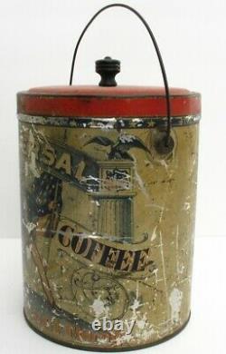 RARE Antique UNIVERSAL COFFEE Tin, Litho Can, Advertising, UNCLE SAM, AMERICA