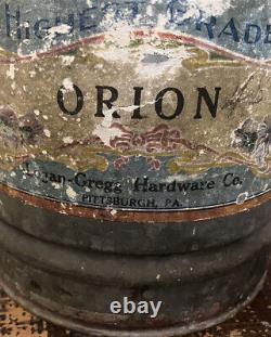 RARE Antique c. 1900s ORION OIL CAN 1 Gal Logan-Gregg Hardware With Spout & Cap