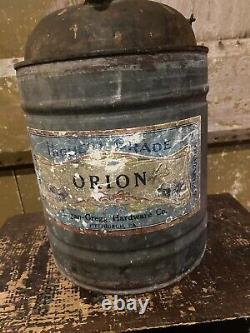 RARE Antique c. 1900s ORION OIL CAN 1 Gal Logan-Gregg Hardware With Spout & Cap